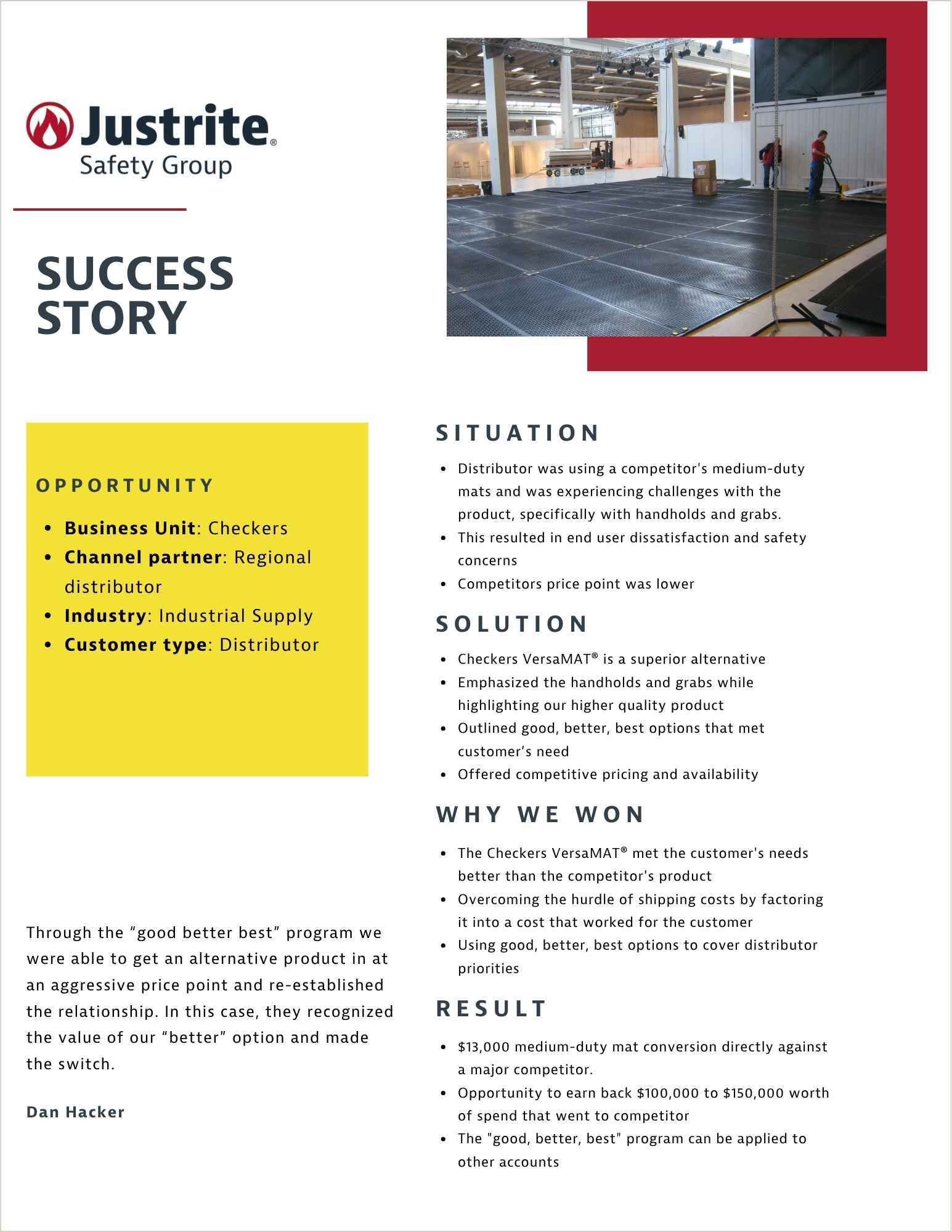 Checkers Medium Duty Mat Conversion Success Story