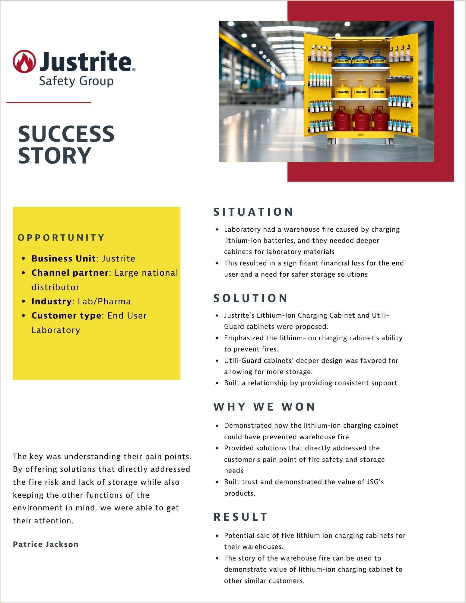 A Justrite Laboratory Solution Success Story A Justrite Laboratory Solution Success Story